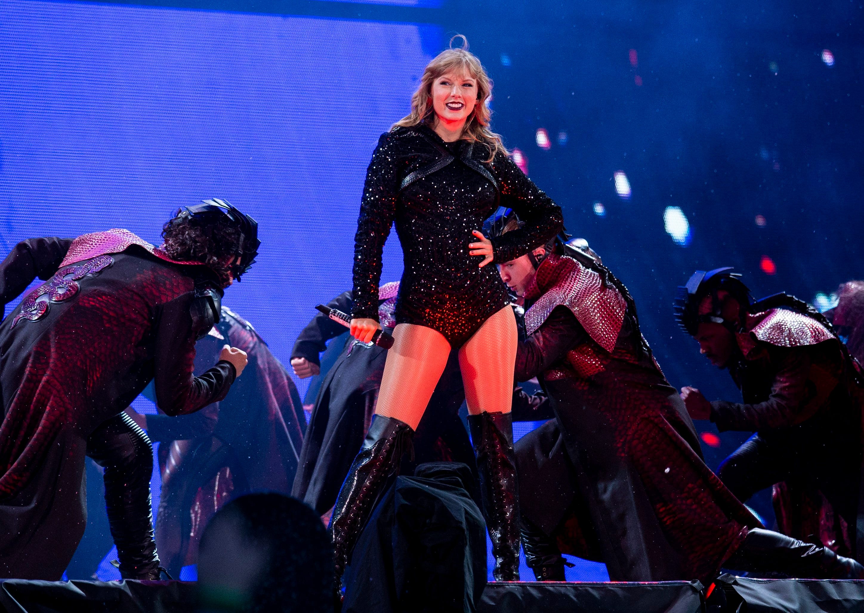 Taylor Swift performs during a stop on the Reputation Tour at Ohio Stadium in Columbus on July 7, 2018.